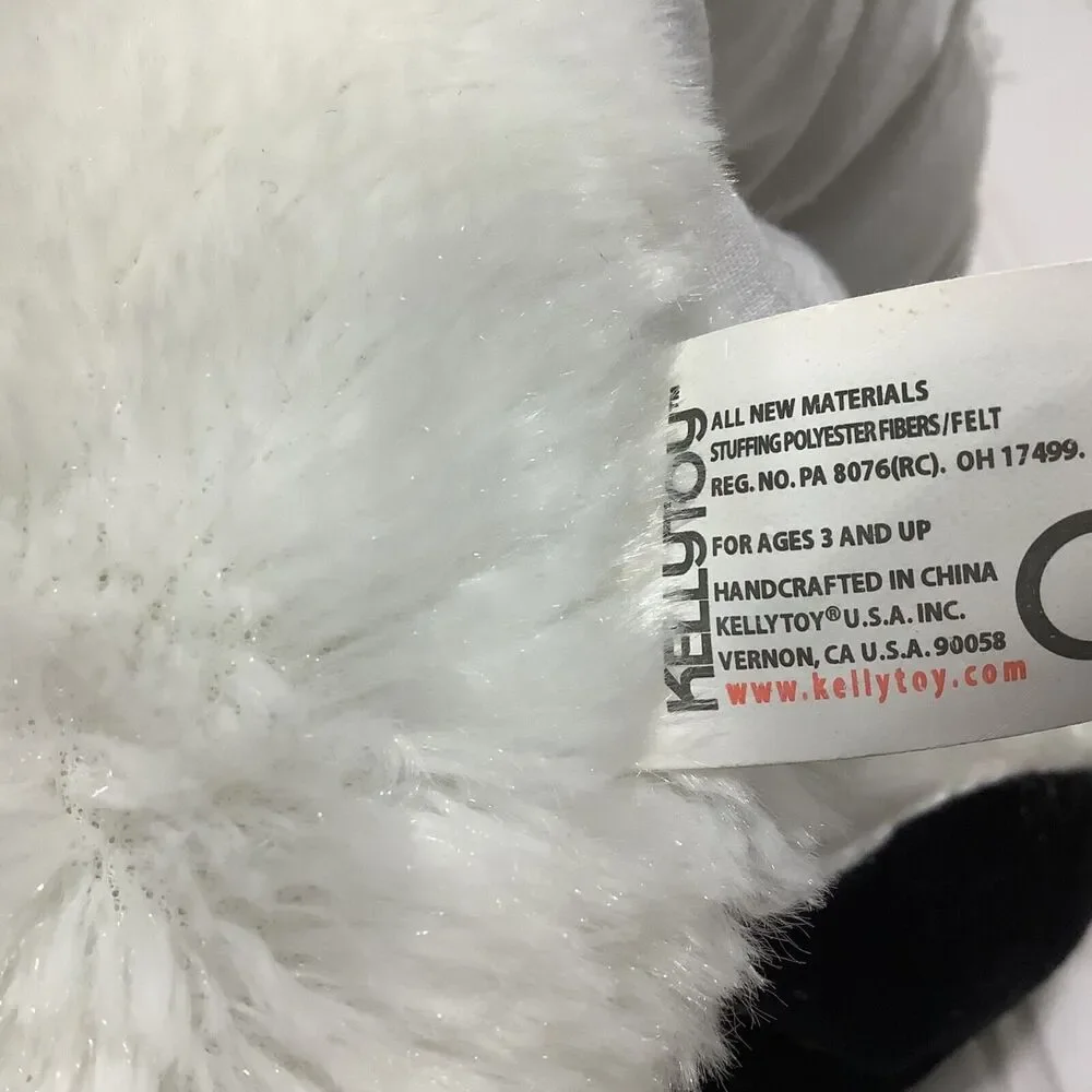 KellyToy Cow Hand Puppet 9” Plush White with Black Ears, story time